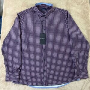 7 Diamonds Liberty Shirt Men Size XXL Maroon Blue Geometric Stretch NWT MSRP $99